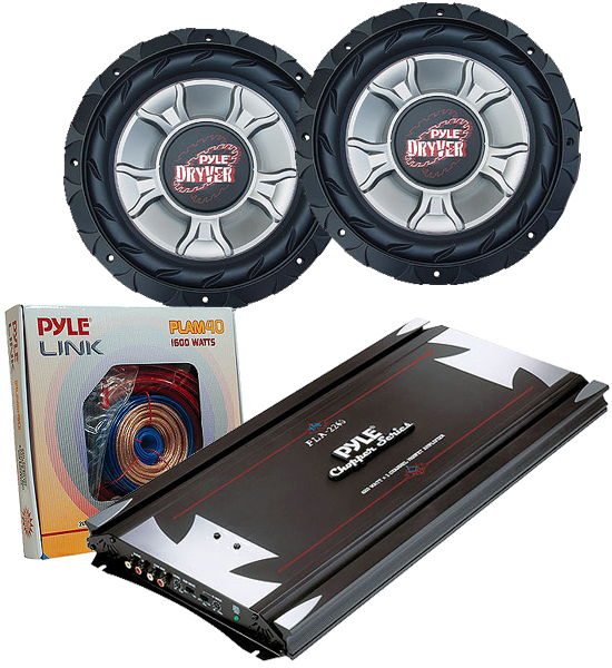 Pyle AUDKIT004 KIT PAIR 15" SUBWOOFER 4000 WATT 2 CH MOSFET AMP AMPLIFIER