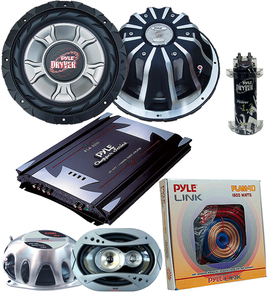 Pyle AUDKIT005 KIT PAIR 15'' SUBS WOOFERS 6"x9" 6.5" SPEAKERS 4CH AMP AMPS