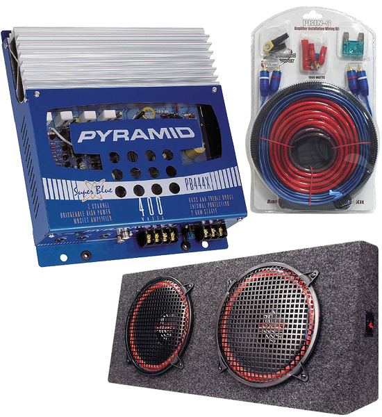 Pyramid AUDKIT007 KIT 12" SUBS BANDPASS SYSTEM 2CH MOSFET AMP AMPLIFER