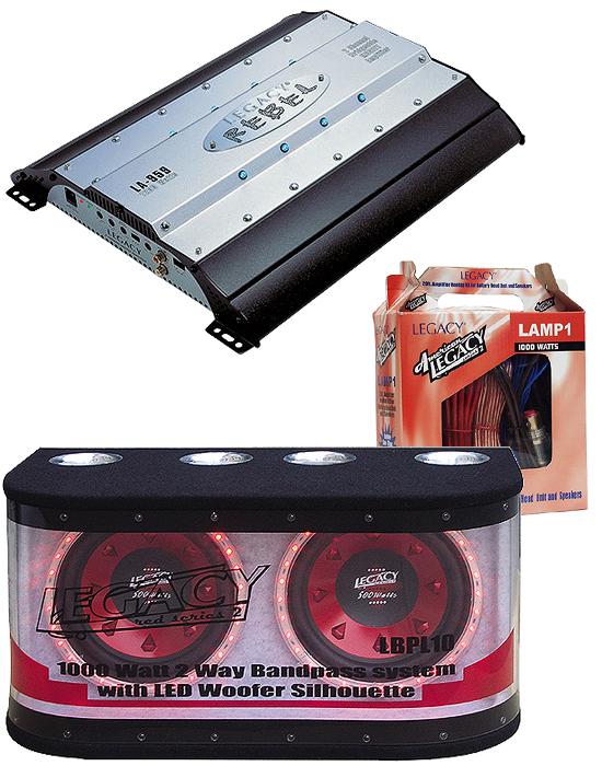 Legacy AUDKIT009 KIT CAR 12" SUBS BANDPASS SYSTEM W/LED 1200 WATT 2CH AMP