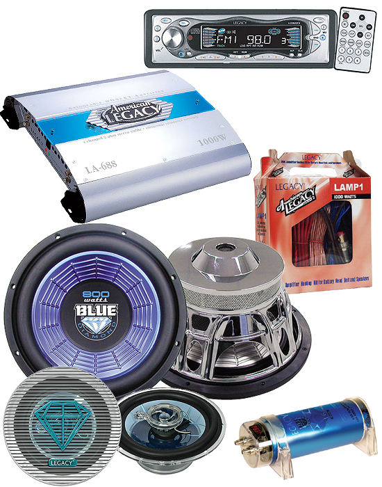 Legacy AUDKIT010 KIT PAIR 12" SUBS WOOFERS RADIO CD PLAYER 4CH 1000W AMP