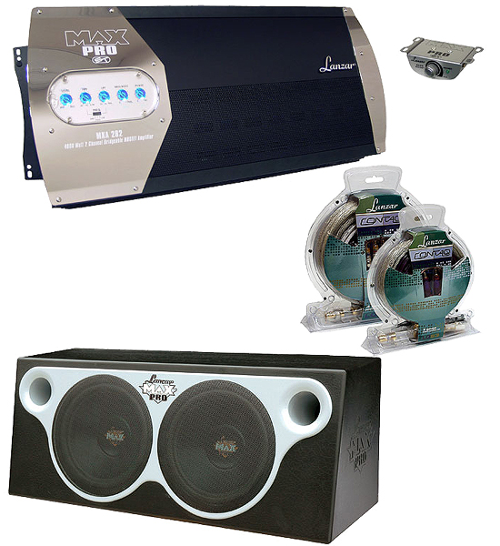 Lanzar AUDKIT012 KIT 12" ENCLOSED SUBS SUBWOOFER SYSTEM 4000W 2CH AMP AMPS