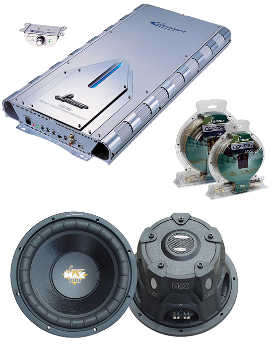 Lanzar AUDKIT018 KIT PAIR 15" WOOFER SUBS HIGH POWER 4000W 2CH AMP AMPLIFIER