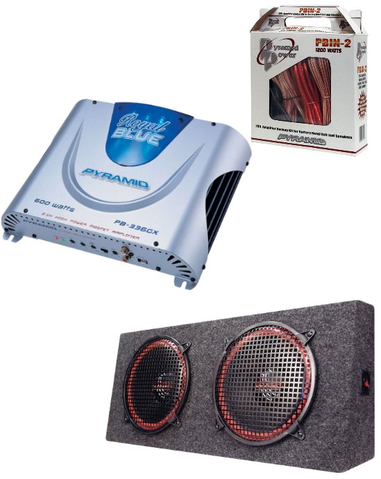 Pyramid AUDKIT021 KIT PACKAGE 2CH AMP 12" Hatchback Woofers SUBS CAR AUDIO