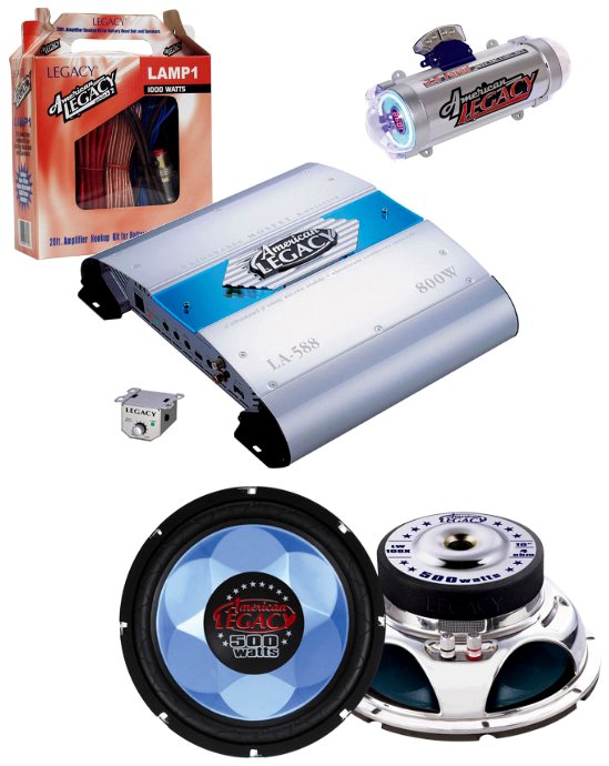 Legacy AUDKIT023 KIT CAR 10" SUBS 2CH AMP 2.5 Farad Capacitor AUDIO PACKAGE