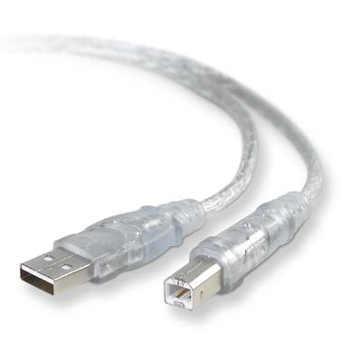 Belkin F3U133x06CBL 6' USB A/B Clear Ice Cable